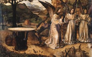 Antonello da Messina, Abramo e gli angeli, Tempera e olio su tavola, Reggio Calabria, Pinacoteca Civica