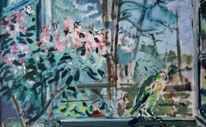 Filippo de Pisis, Natura morta con papagallo, 1942