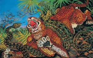 Antonio Ligabue, Leopardo con serpente (Leopard with snake) Undated (1955-1956) Oil on fibreboard 69,5x98cm Collezioni d’Arte Fondazione Cariparma ©