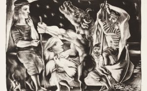 Pablo Picasso (1881-1973) Minotaure aveugle guidé par une Fillette dans la Nuit (Blind Minotaur guided by a Girl in the Night), 1934, Print 1939 Sheet 97 from the series Suite Vollard Mezzotint on Montval laid paper, 33,6 x 44,1 cm (Sheet), 24,7 x 34,7 cm (Plate) Städel Museum, Frankfurt am Main, Graphische Sammlung Photo: Städel Museum © VG Bild-Kunst, Bonn 2019