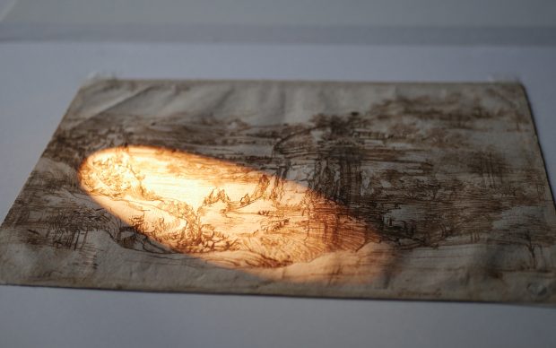 Paesaggio Leonardo da Vinci esami diagnostici Opificio Pietre Dure Firenze