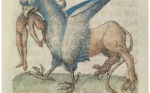 Unknown French and Belgian artist Griffin, 1460 from Lambert, canon of Saint Omer, Book of Flowers Parchment Leaf: 40.8 × 28.6 cm (16 1/16 × 11 1/4 in.) The Hague, Koninklijke Bibliotheek, National Library of the Netherlands, KB KW 72 A 23 EX.2019.2.116