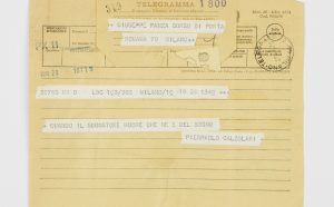 Pier Paolo Calzolari, Telegramma no. 349, 26 aprile 1976, photo by Alessandro Zambianchi, Courtesy Panza Collection
