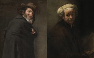 Da sinistra: Diego Velázquez, Menippus, c. 1638, Madrid, Museo Nacional del Prado. Rembrandt Van Rijn, Self Portrait as the Apostle Paul, 1661, Amsterdam, Rijksmuseum. De Bruijn-van der Leeuw Bequest, Muri, Switzerland
