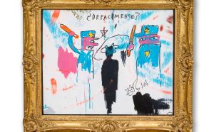 ean-Michel Basquiat The Death of Michael Stewart, 1983 Acrylic and marker on sheet rock, 34 x 40 inches, framed (86.4 x 101.6 cm) Collection of Nina Clemente, New York © Estate of Jean-Michel Basquiat. Licensed by Artestar, New York Photo: Allison Chipak © Solomon R. Guggenheim Foundation, 2018