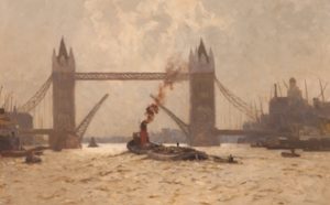 Norman Wilkinson, Towing Past The City, c. 1962 © Guildhall Art Gallery, City of London