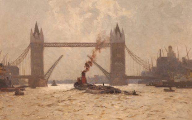 Norman Wilkinson, Towing Past The City, c. 1962 © Guildhall Art Gallery, City of London