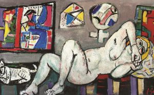 Guido Pajetta, Nudo bianco con gatto, 1985