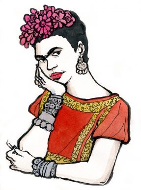 Vanna Vinci, Disegno preparatorio per la copertina di “Frida Kahlo. Operetta amorale” © Vanna Vinci © 24 ORE Cultura, Milano