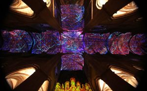 Miguel CHEVALIER, Digital Supernova, 2019, generative virtual reality installation - Creation IN SITU 2019 for Notre-Dame Cathedral in Rodez © Miguel Chevalier