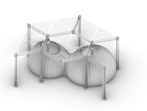 Un modello tridimensionale di TECLA, l’habitat stampato in 3D di Mario Cucinella Architects e WASP. © Mario Cucinella Architects
