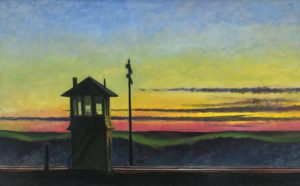Edward Hopper, Railroad sunset, 1929. Oil on canvas, 74.5 x 122.2 cm. Whitney Museum of American Art, New York; Josephine N. Hopper Bequest, Inv. N.: 70.1170. © Heirs of Josephine Hopper / 2019, ProLitteris, Zurich. Photo: © 2019. Digital image Whitney Museum of American Art / Licensed by Scala