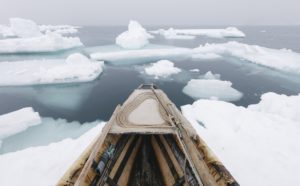 Kiliii Yuyan (b. 1979), Umiaq and north wind during spring whaling. Inkjet print, 2019. © Kiliii Yuyan