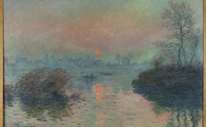 Claude Monet (1840-1926). "Soleil couchant à Lavacourt (détail)". Huile sur toile. 1880. Musée des Beaux-Arts de la Ville de Paris, Petit Palais