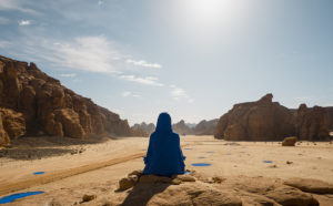 Lita Albuquerque, NAJMA (She Placed One Thousand Suns On The Transparent Overlays Of Space), installation view at Desert X AlUla, photo by Lance Gerber, courtesy the artist, RCU and Desert X