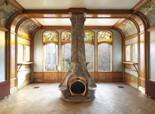 Villa Majorelle Nancy, Jacques Gruber, vitrail à décor de coloquinte (salleà manger) (c)MEN 2019, cliché S. Levaillant
