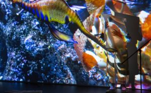 Joan Jonas, Moving Off the Land, 2019, Ocean Space, Chiesa di San Lorenzo, Venezia. Performance con Ikue Mori e Francesco Migliaccio. Commissionato da TBA21-Academy. Photo Moira Ricci © Joan Jonas