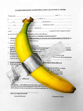 @susanna.gianni, Banana su autocertificazione. Courtesy Autocertificazioni illustrate