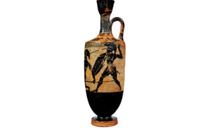 Lekythos. Ceramica a figure nere. Inizio del V sec. a.C. Napoli, Museo Archeologico Nazionale © Ministero per i Beni e le attività Culturali e per il Turismo Museo Archeologico Nazionale, Napoli
