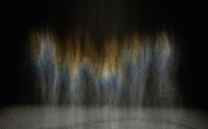 Olafur Eliasson, Beauty, 1993. Spotlight, water, nozzles, wood, hose, pump. Dimensions variable. Installation view: Museum of Contemporary Art, Tokyo, 2020. Photo: Kazuo Fukunaga. Courtesy of the artist; neugerriemschneider, Berlin; Tanya Bonakdar Gallery, New York / Los Angeles © 1993 Olafur Eliasson