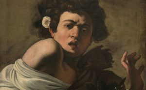 Michelangelo Merisi detto il Caravaggio, Ragazzo morso da un ramarro , 1597 circa, olio su tela, 65,8 x 52,3 cm. Firenze, Fondazione di Studi di Storia dell'Arte Roberto Longhi (dettaglio)