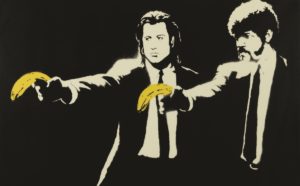 Banksy, Pulp Fiction, 2015, serigrafia su carta, 50 x 70 cm. Collezione privata