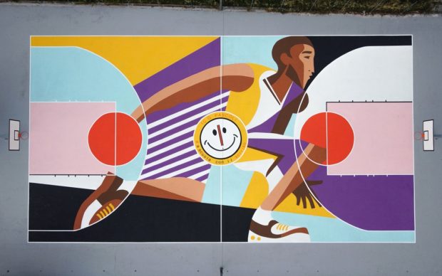 Matera, il campo da basket “Olimpia Playground Kobe Bryant”, situato nel giardino “Spighe bianche” della scuola media dell’I.C. Pascoli. Foto Andrea Scida