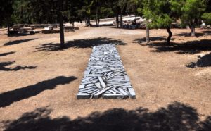 Richard Long, Athens Slate Line, installation view at Shrine of Dionysos Eleuthereus, South Slope of the Acropolis. Photography © Fanis Kafantaris Courtesy NEON and the artist