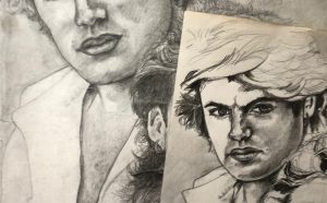 Dawn Mellor, Studies of George Michael and Andrew Ridgeley, 1984-5, courtesy Dawn Mellor