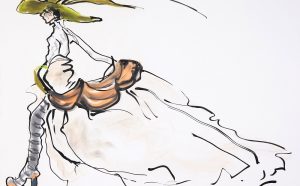 Gladys Perint Palmer, Jean Paul Gaultier, 2005. Ink, Pastel & Oil Pastel on Paper, signed, L'Officiel Russia December 2005, 48 x 61 cm. Courtesy Gladys Perint Palmer / Gray M.C.A