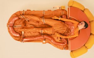 Lucy McRae, Solitary Survival Raft, 2020, studio shot. Photo Ariel Fisher. Commissioned by HeK and MU for Real Feelings. Courtesy the artist