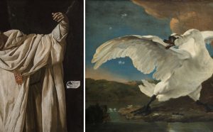The researchers were inspired by an unlikely, yet similar pairing: Francisco de Zurbarán’s, The Martyrdom of Saint Serapion (left) and Jan Asselijn’s The Threatened Swan (right). Credit: MIT CSAIL