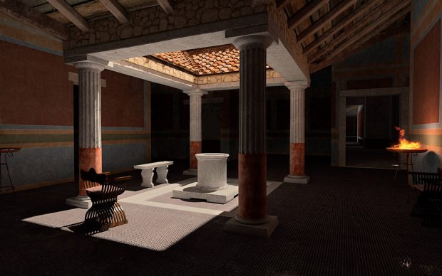 Domus di Tito Macro - Atrio (I sec d.C.). Ricostruzioni 3D realizzate a cura della Fondazione Aquileia