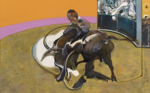 Francis Bacon, Study for Bullfight No. 1, 1969 Oil on canvas, 197.7 x 147.8 cm Private collection, Switzerland © The Estate of Francis Bacon. All rights reserved, DACSArtimage 2020. Photo Prudence Cuming Associates Ltd