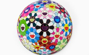 Takashi Murakami, lithographie Flowerball blood (3D), 2016, 71 cm de diamètre. Edition de 300 © Takashi MURAKAMI/Kaikai Kiki Co., Ltd. All Rights Reserved. Courtesy Perrotin