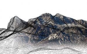 Territoriotipo, le Tofane in una grafica rappresentativa del progetto, la tecnologia svela un modo nuovo di rappresentare e sostenere il patrimonio ambientale. Courtesy Fablab Venezia