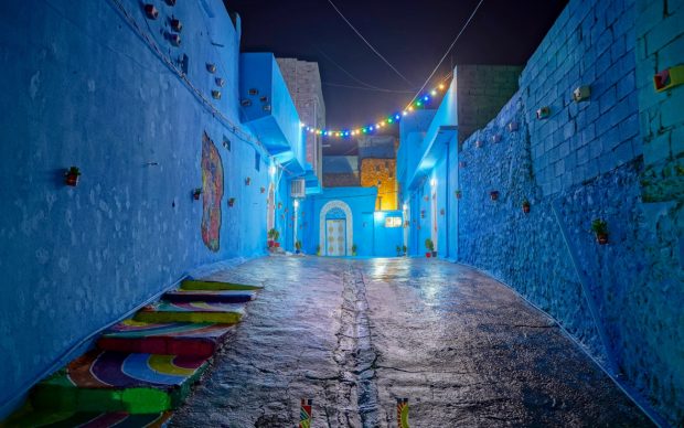 Renovated blue alley. Photography by Mohammed Abdulhaq