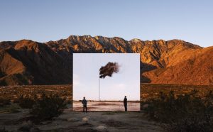 Desert X installation view, John Gerrard, Western Flag (Spindletop, Texas) 2017, 2017-2019, photo by Lance Gerber, courtesy of Desert X