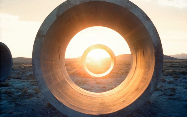 Nancy Holt, Sun Tunnels (1973-76) Great Basin Desert, Utah Concrete, steel, earth Overall dimensions: 9 ft. 2-1/2 in. x 86 ft. x 53 ft. (2.8 x 26.2 x 16.2 m); length on the diagonal: 86 ft. (26.2 m) Photograph: Nancy Holt Collection Dia Art Foundation with support from Holt/Smithson Foundation © Holt/Smithson Foundation and Dia Art Foundation, licensed by VAGA at ARS, New York