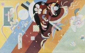 Vassily Kandinsky, Composition IX, 1936. Huile sur toile 113.5 x 195 cm. Attribution, 1939. Collection Centre Pompidou, Paris Musée national d’art moderne – Centre de création industrielle. Photo credit: © Centre Pompidou, MNAM-CCI/Philippe Migeat/Dist. RMN-GP. Copyright Artwork: Domaine public