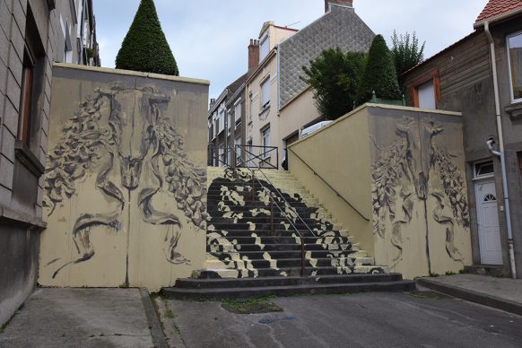 Borondo, PASSAGE. Acrylics on wall, Boulogne sur Mer (FR), 2020 © David Saint George