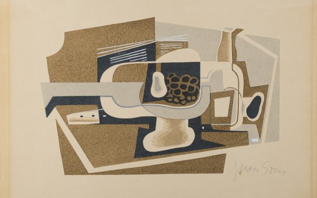 Juan Gris, Nature morte, 1922. Pochoir a colori, 164 x 250 mm. Tiratura sconosciuta Nuno n. 162