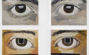 Morag Keil, Eye 1 – 4, 2018. Four elements, oil on canvas, 40.5 x 51 cm (each). Courtesy of the artist and Jenny’s, Los Angeles. Photo: Ed Mumford