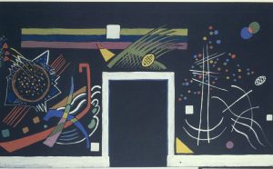 Vassily Kandinsky, Maquette de panneau pour l’exposition de la Juryfreie : Mur B, [1922]. Gouache sur papier noir, 34,7 x 60 cm. Donation de Mme Nina Kandinsky en 1976 Collection Centre Pompidou, Paris Musée national d’art moderne - Centre de création industrielle. Crédit photo / Photo credit : (c) Centre Pompidou, MNAM-CCI/Jacqueline Hyde/Dist. RMN-GP Copyright de l’oeuvre / Copyright Artwork : Domaine public