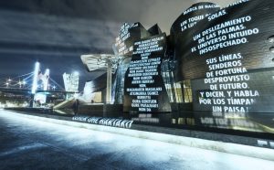 LIKE BEAUTY IN FLAMES, 2021. Augmented reality application, Guggenheim Bilbao Museoa © 2021 Jenny Holzer, member Artists Rights Society (ARS), NY / VEGAP. Photo Erika Ede