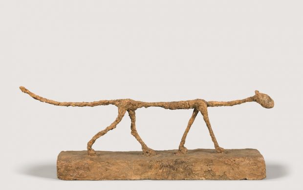 Alberto Giacometti, The Cat, 1951. Painted plaster, 32.8x81.3x13.5cm. Fondation Giacometti © Succession Alberto Giacometti (Fondation Giacometti + ADAGP, Paris) 2021